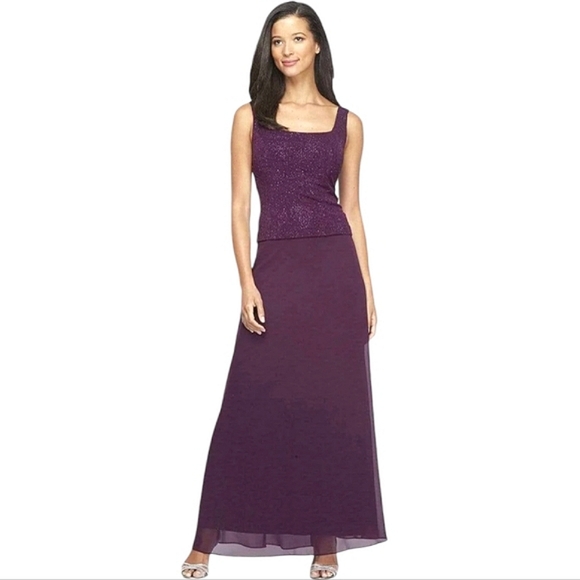 Alex Evenings Purple Shimmer Formal Dress - Picture 1 of 8